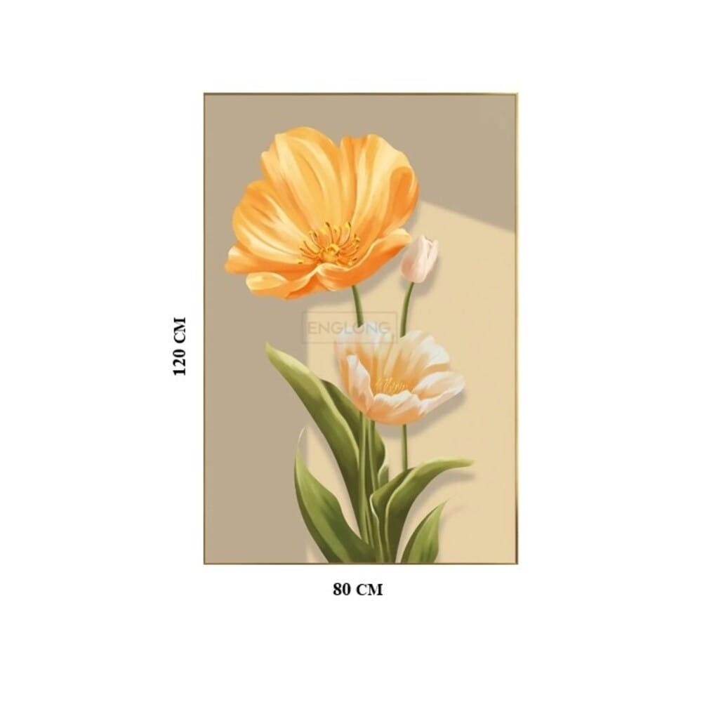 กรอบรูปฮวงจุ้ย OWLS WALLPAPERS GOLDEN TULIPS ขนาด 80X120CM_0